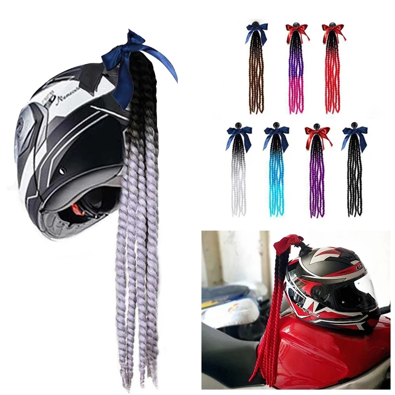 

land-best Free Style Motorcycle Braids Wig Twist Helmet handmade Decoration Punk Dirty Braid Motocross Racing Moto Helmet Braids