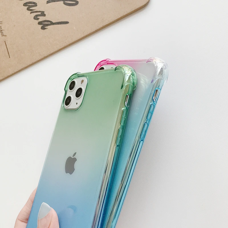 Градиентный чехол из ТПУ для iPhone 11 Pro Max мягкий силиконовый четыре угла защита от