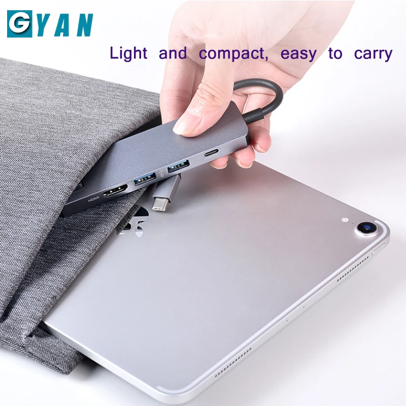 5 в 1 USB C концентратор Hdmi 4 к USB C концентратор для Gigabit Ethernet Rj45 Lan адаптер для Mac book Pro Thunderbolt 3 type c док-станция