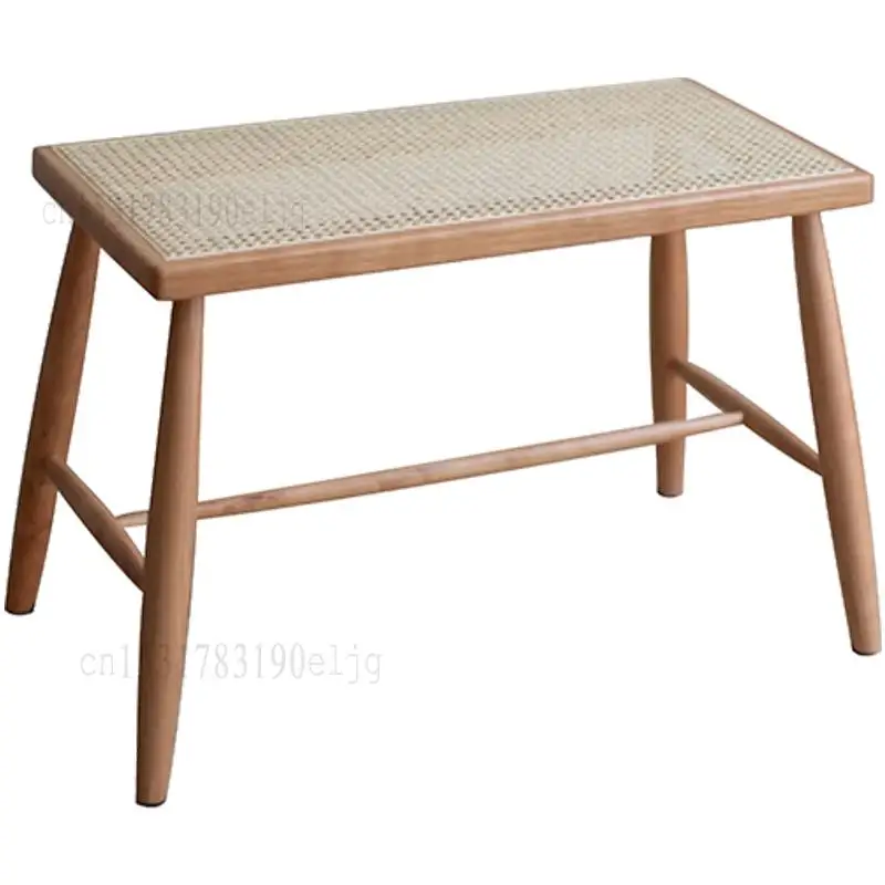 Yu Xian Rattan Stool Nordic Japanese-style Solid Wood Shoe-changing Entrance Porch Shoe Bench Side |