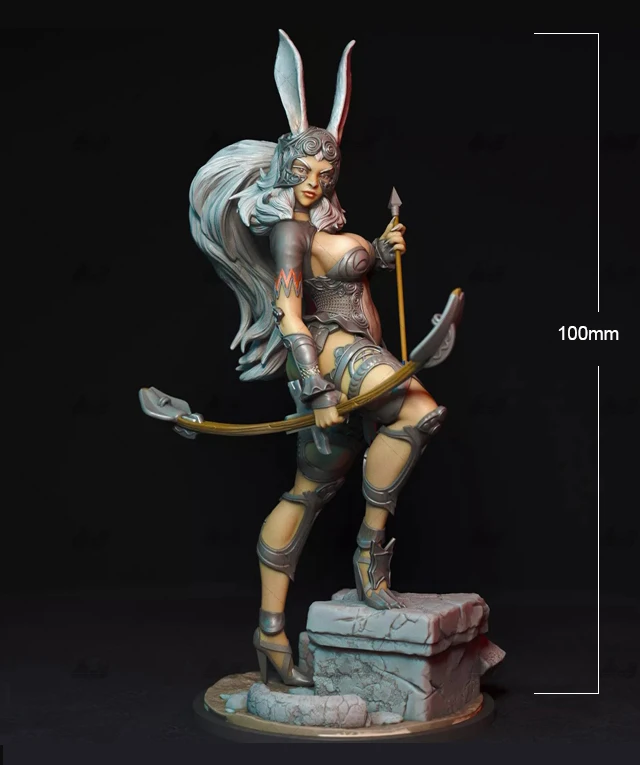 

1/24 75mm 1/18 100mm Resin Model Rabbit Girl Warrior Figure Unpainted No Color RW-410