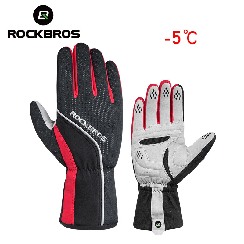 ROCKBROS велосипедные перчатки с губчатой подкладкой теплые унисекс зимние полный