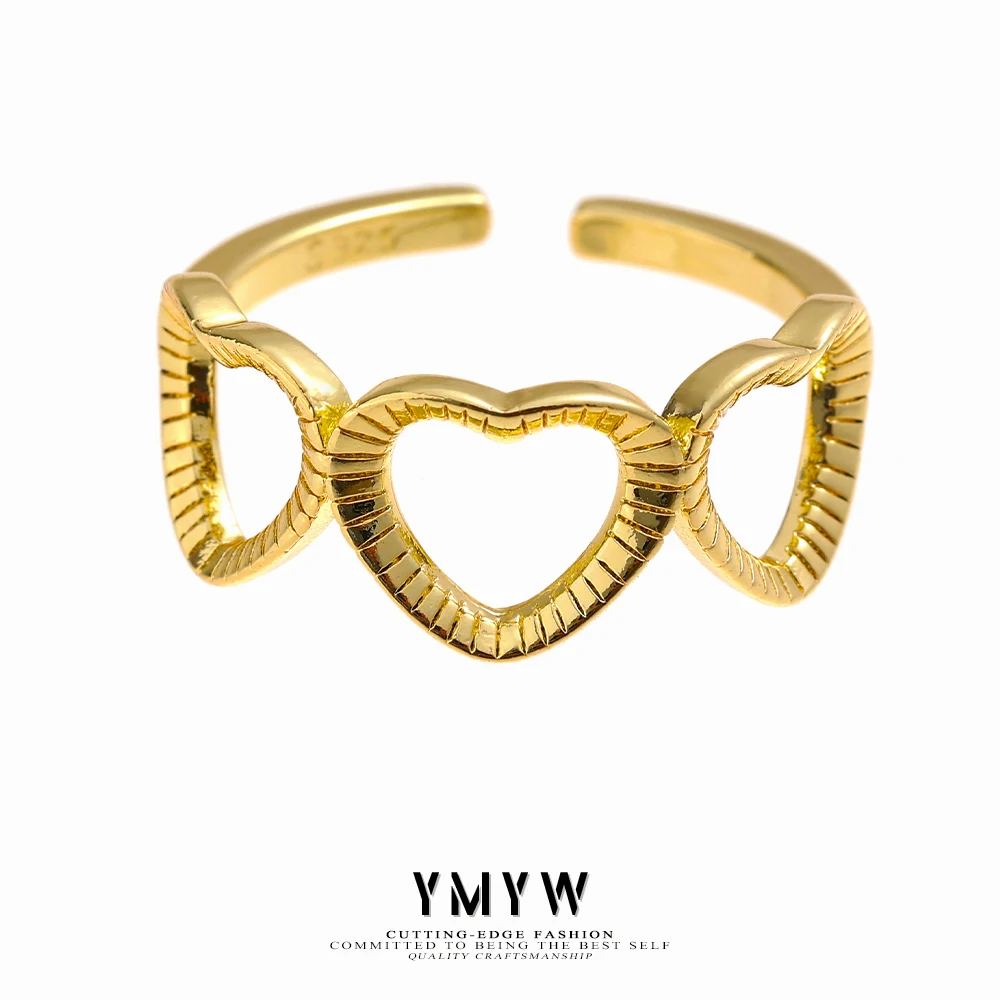 

YMYW Heart Opening Ring Simple Metal 14 K Plated Gold Copper Ring Women Romantic Jewelry Accessories 2021 Wedding Gift кольцо
