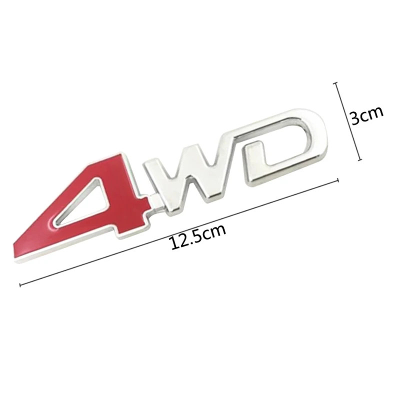 

Car Tail Rear Side Metal 4x4 RC Car 4WD Sticker 3D Chrome Badge Car Emblem Badge Decal Auto Decor Styling 4WD Red for SUV Trunk