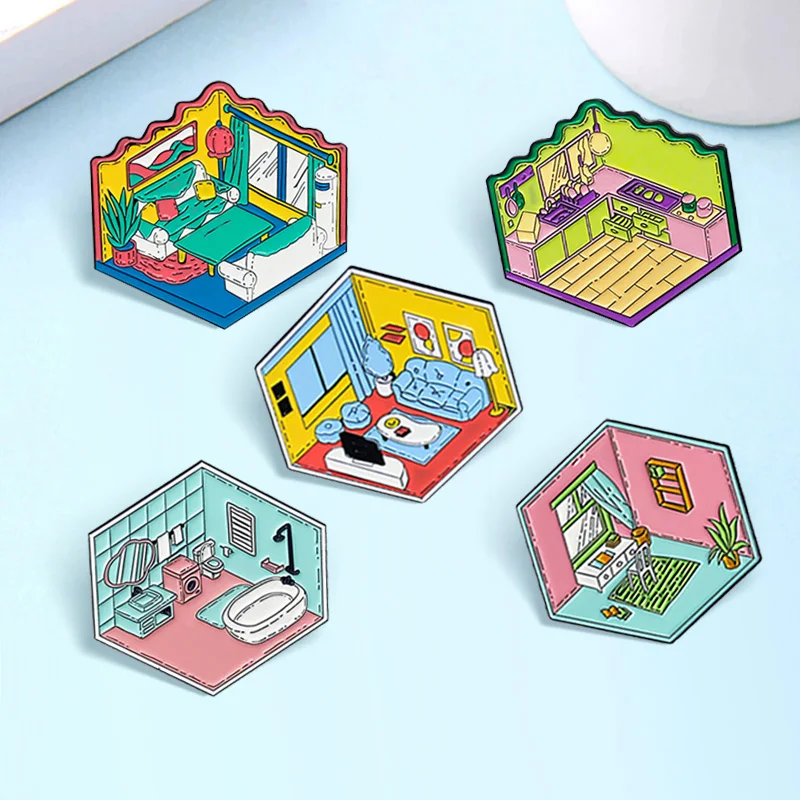 Модные Цветные геометрические броши для гостиной кухни ванной дома Креативный