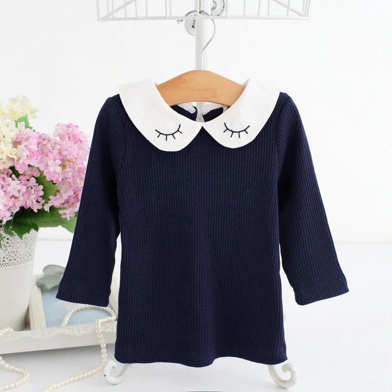 Рубашка принцессы для маленьких девочек с круглым отложным воротником топы