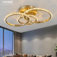 modern ceiling lamp round led home decor crystal gold indoor lighting for living dining room kitchen hanging design fixture
