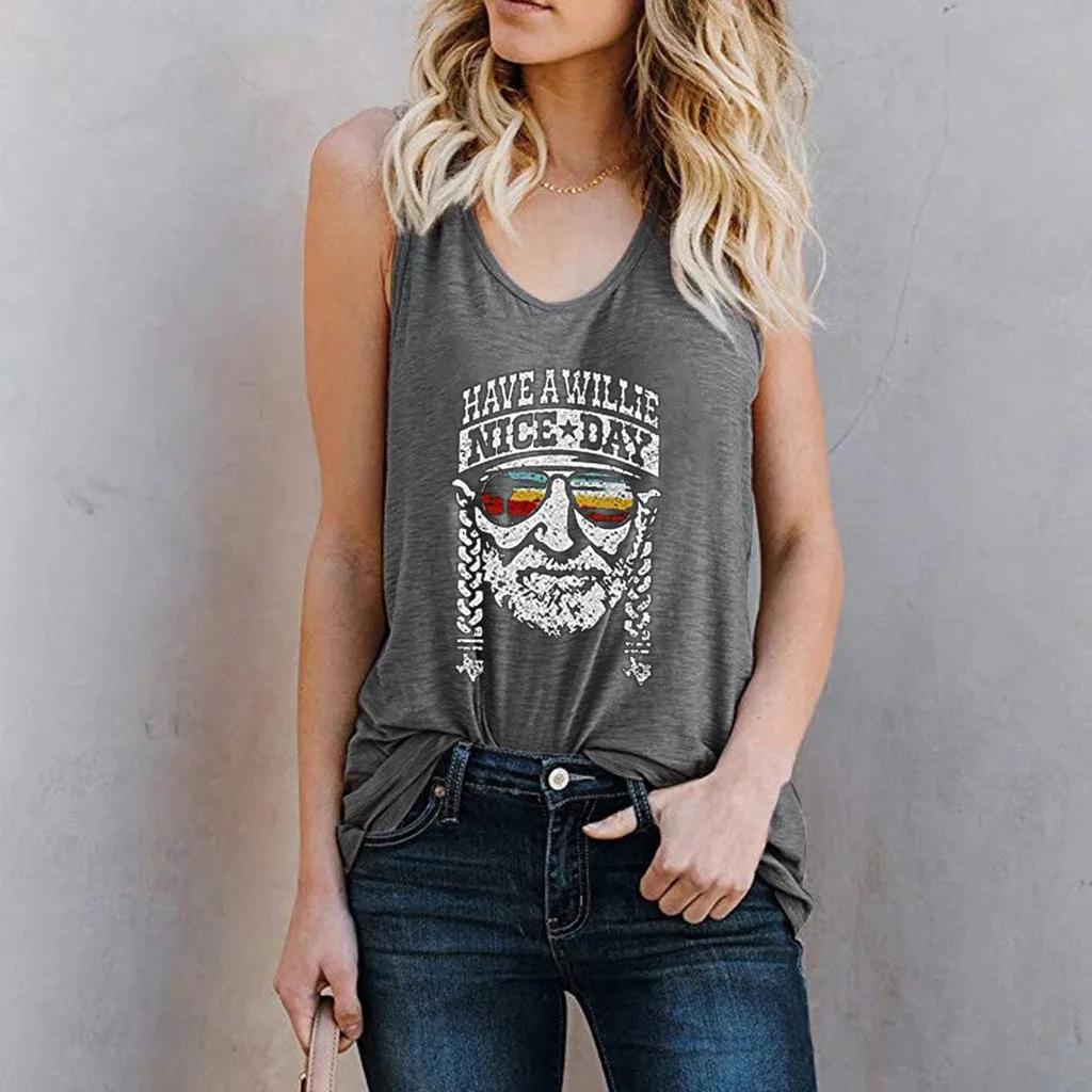 Топ женский с круглым вырезом модная повседневная майка без рукавов надписью Hi day