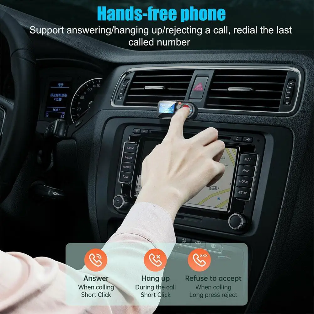 

FM Modulator AUX Audio MP3 Player USB Type C PD Fast Kit Bluetooth-compatible Handsfree Transmitter Charging FM 5.0 Car E1I3
