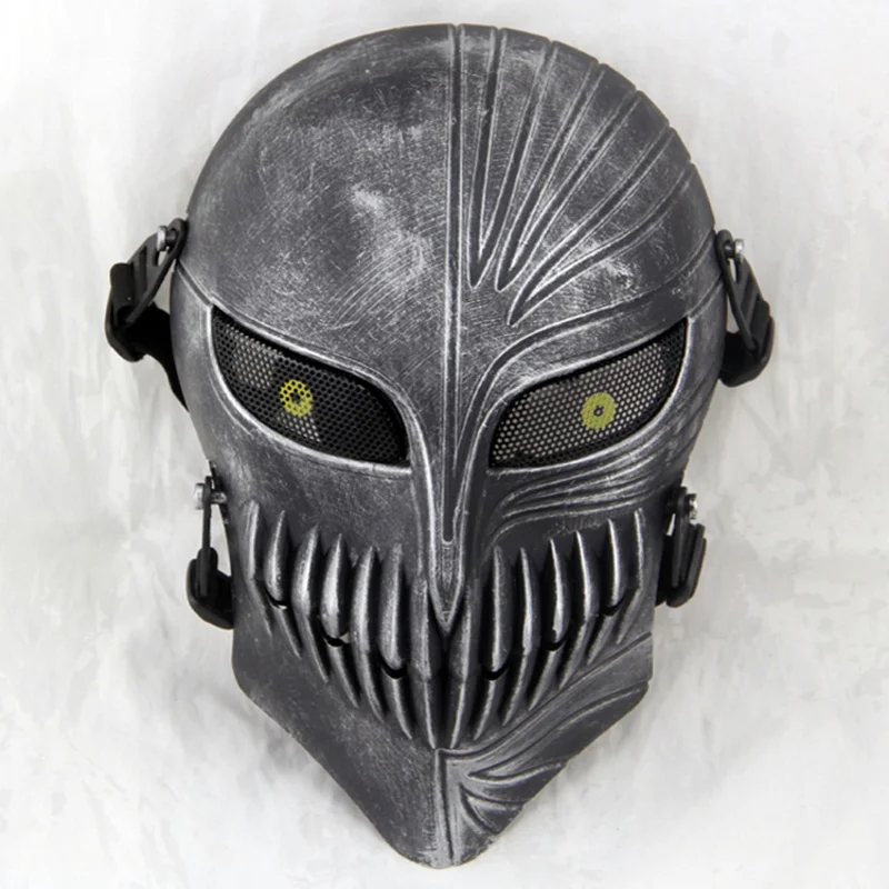 Silver Black Death Ichigo Kurosaki Bleach Full Face Tactical Mask Skull Cosplay Halloween Wargame Military Army Airsoft Paintball Masks - Цвет: Silver Black