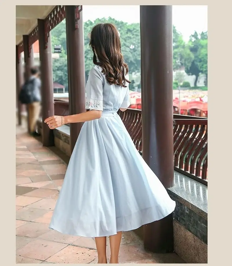 Новое Женское китайское традиционное женское платье Hanfu Fusion Современное