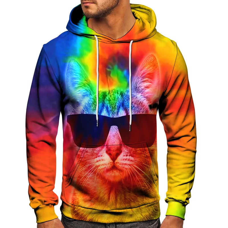 

Animal Cat Hooded Sweatshirt Autumn Winter Men Woman Long Sleeve Pullover 3D Printed Sportswear Home Loose Big Size Hoodie