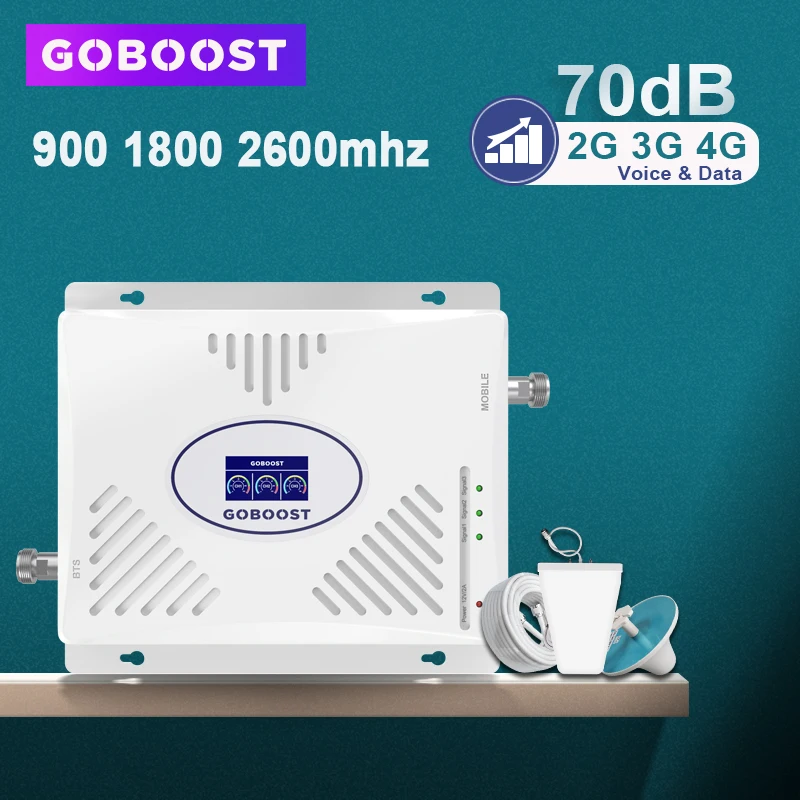 Фото GSM ретранслятор 2G 3G 4G усилитель сотового сигнала LTE 900 1800 2600 трехдиапазонный