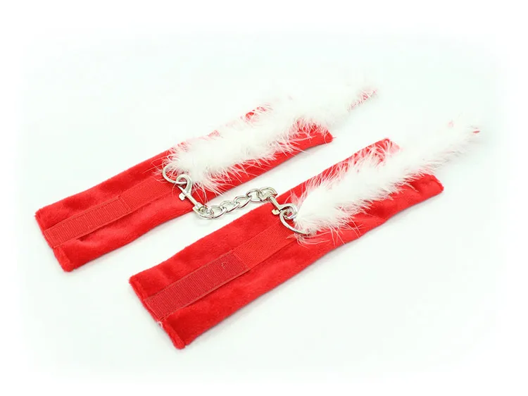 Секс-игрушки плюшевые красные на липучке эротические наручники бандаж Пряжка