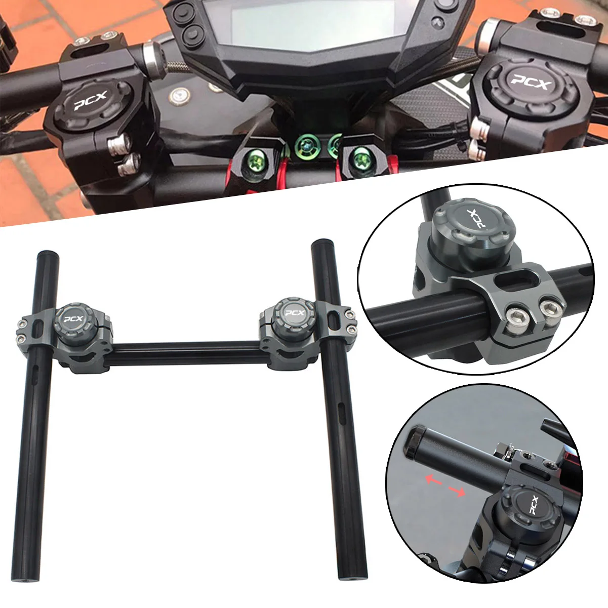 

Universal 22mm Motorcycle Handle Bar Steering Wheel Strengthen Adjustable Cross Bar Motorbike Handlebar For Honda PCX150 PCX125
