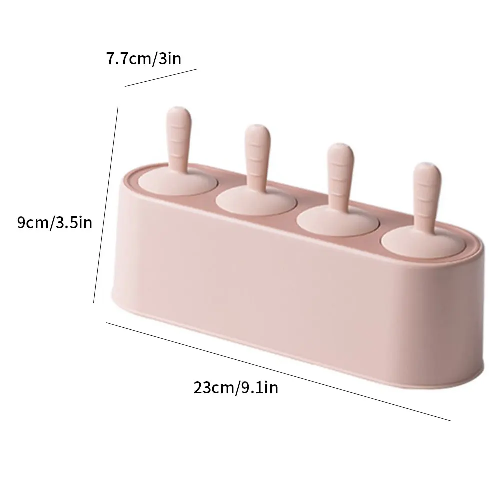 

Simple Ice Cream Mould Ice Pop DIY Maker Tray Silicone 4 Cavities with Non-spill Lid for Family Party BPA Free