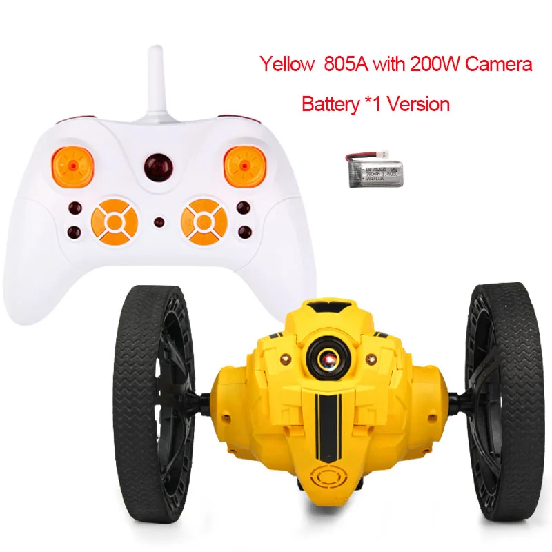 805A-Yellow-1B-200W RC автомобиль отказов игрушки 805 прыжки 805A с WI-FI FPV Камера Stunt автомобилей Гибкая колеса вращения светодиодный ночной Светильник RC автомобиль робота - Цвет: 805A-Yellow-1B-200W