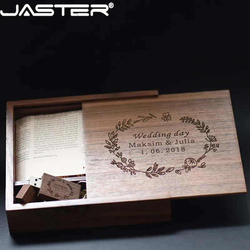 Деревянный фотоальбом JASTER деревянный usb + коробка флэш-накопитель 8 ГБ 16 32 64