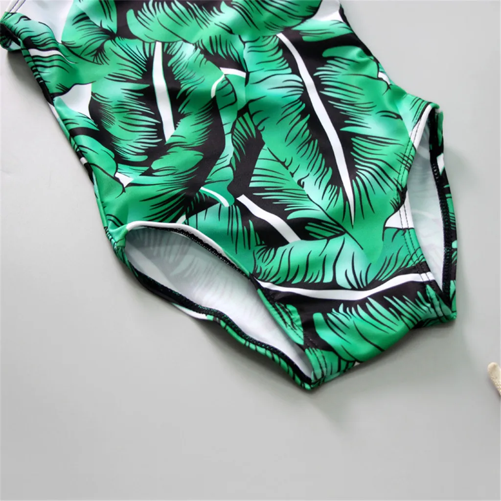 

Summer Printed Swimwear Cute Sleeveless Girl Baby Fashion Leaf Print Swimsuit One Piece Fashion Beach Girls Bathing Clothes