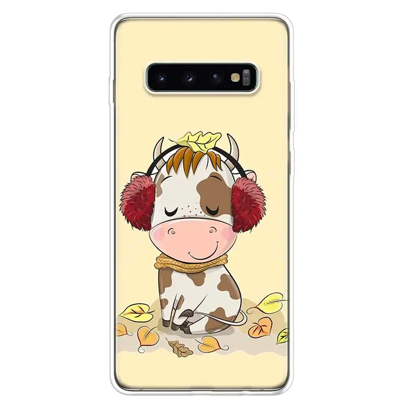 

Cute Little Cow Cartoon Phone Case for Samsung Galaxy A50 A70 A30 A20E A10 A40 A51 A71 M30S A10S A20S A6 A7 A8 A9 + Plus 2018 Co