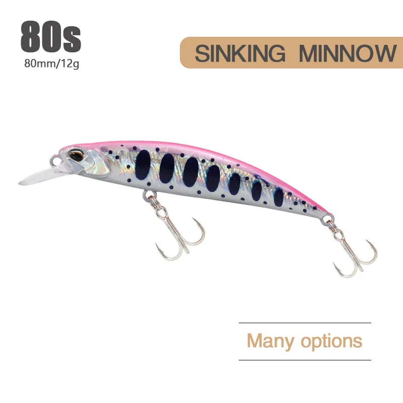 

1 Pcs 12g 80mm Sinking Minnow Saltwater Lures 6 Colors 3D Eyes Bass Trout Plastic Fishing Lure Tackle Accessories 9048