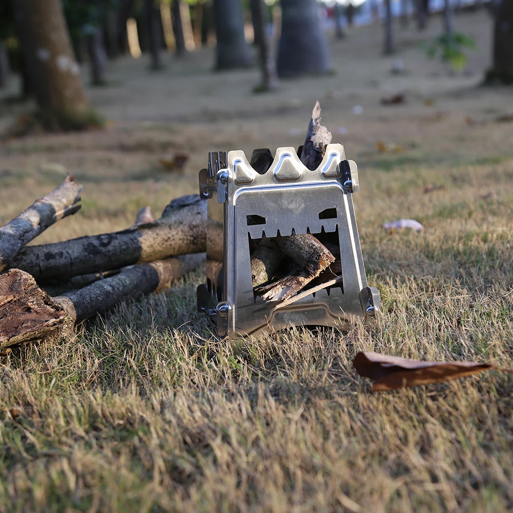 Туристическая плита из нержавеющей стали портативная дровяная плитка для