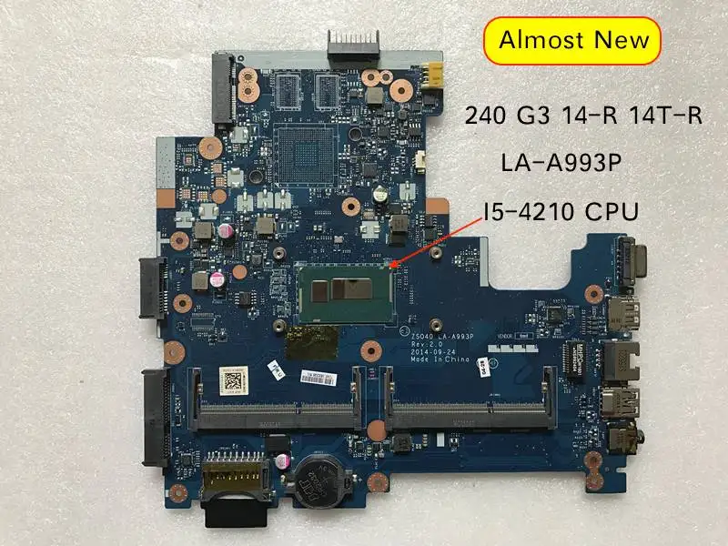 

For HP 14-R 14T-R 240 G3 Notebook PC Motherboard ZSO40 LA-A993P 755835-001 755835-501 SR1EF I5-4210U