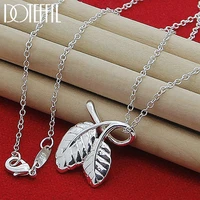 doteffil 925 sterling silver leaves pendant necklace 16182022242630 inch chain for woman man charm wedding jewelry