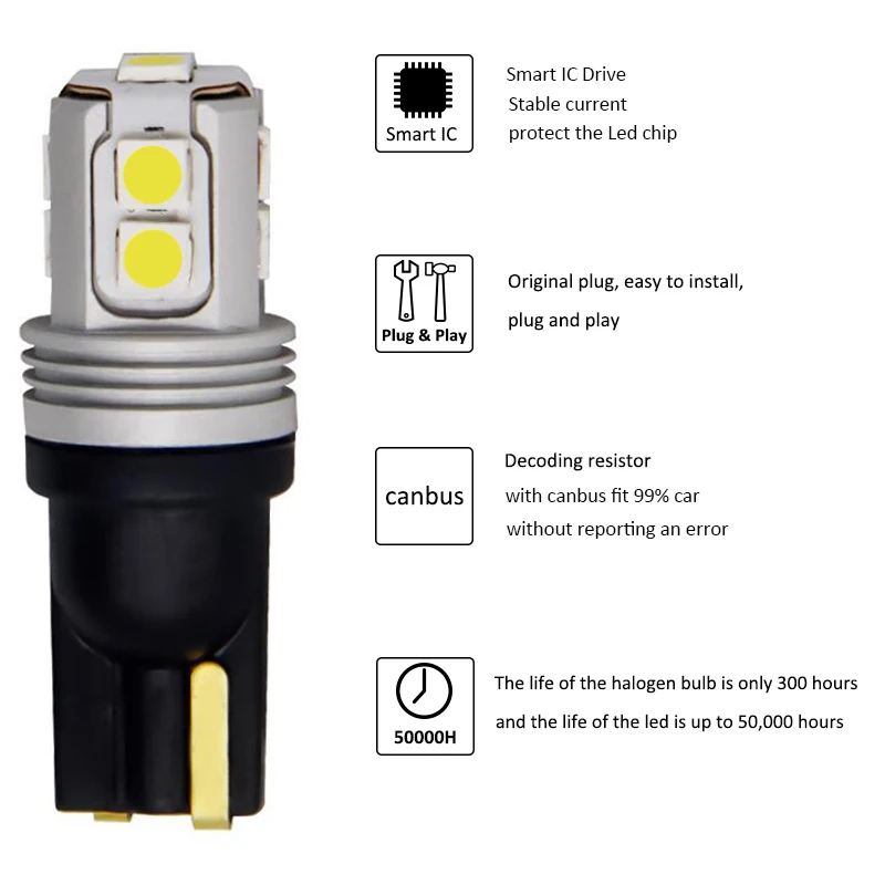 10 шт. Автомобильные светодиодные лампы t10 w5w 5w5 3030 10smd | Автомобили и мотоциклы