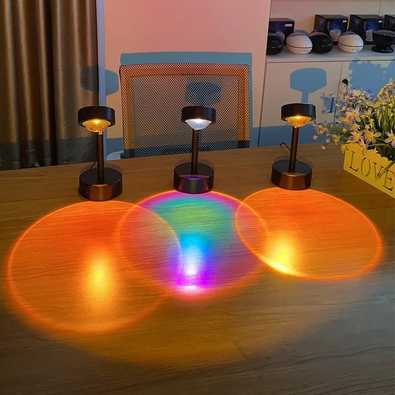 

USB Sunset Projector Lamp Led Sunset lights Rainbow Atmosphere Table Lamp for Home Bedroom Background Wall Decoration Lighting