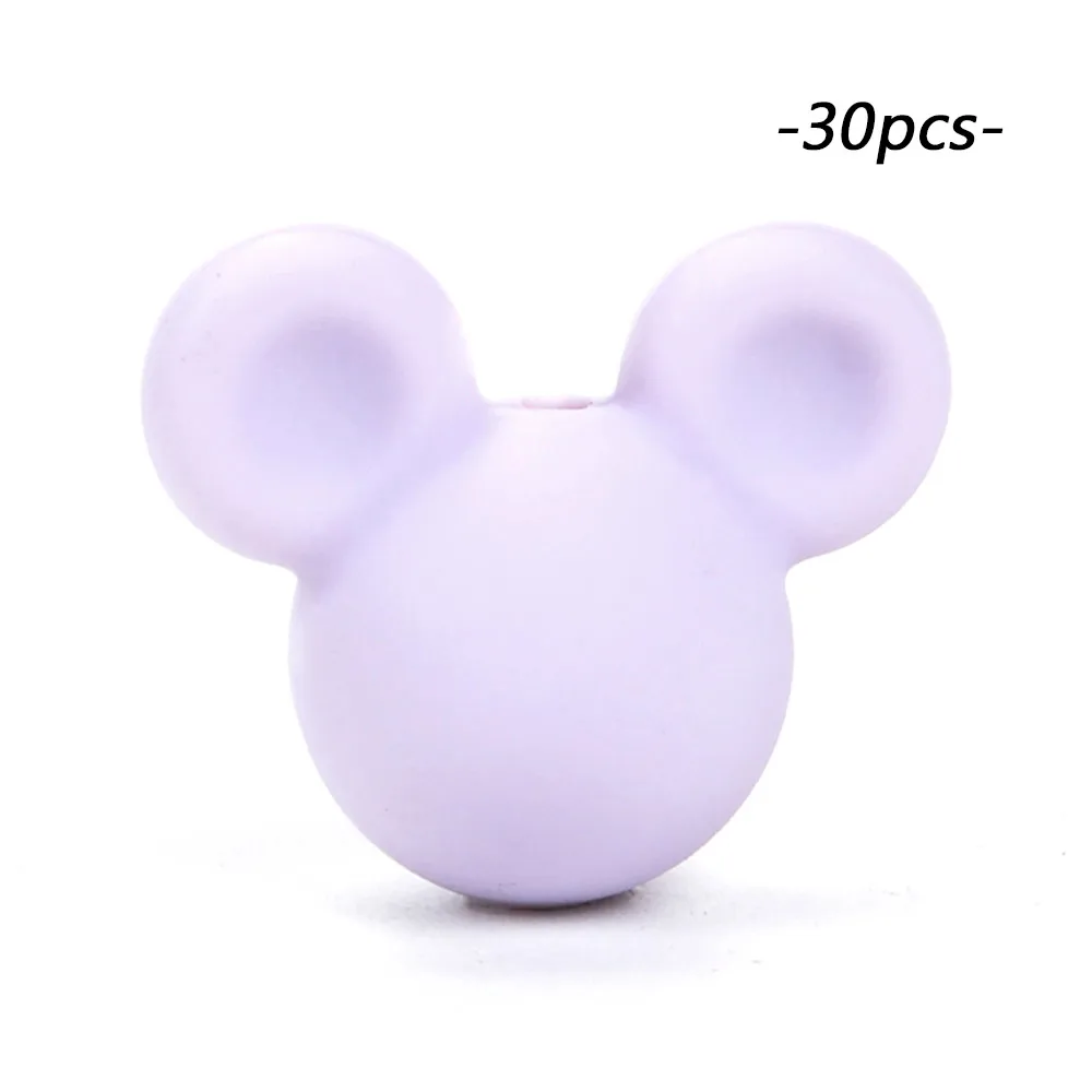 lavender fog LOFCA 30 шт Микки силиконовые бусины BPA бесплатно мультфильм детские игрушки для прорезывания зубов пищевой силикон для кормления ожерелье для изготовления соски цепь - Цвет: lavender fog