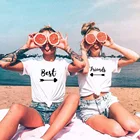 Женская белая футболка с принтом Лучшие друзья, 1 шт., летние топы с круглым вырезом, красивые футболки Harajuku Tumblr, новинка