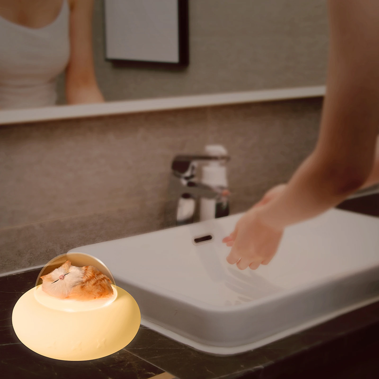 

Night Light for Kids Soft Built-in Cute Cat & Dog Spaceship Style Silicone Rechargeable Tap Control Nursery Lamp