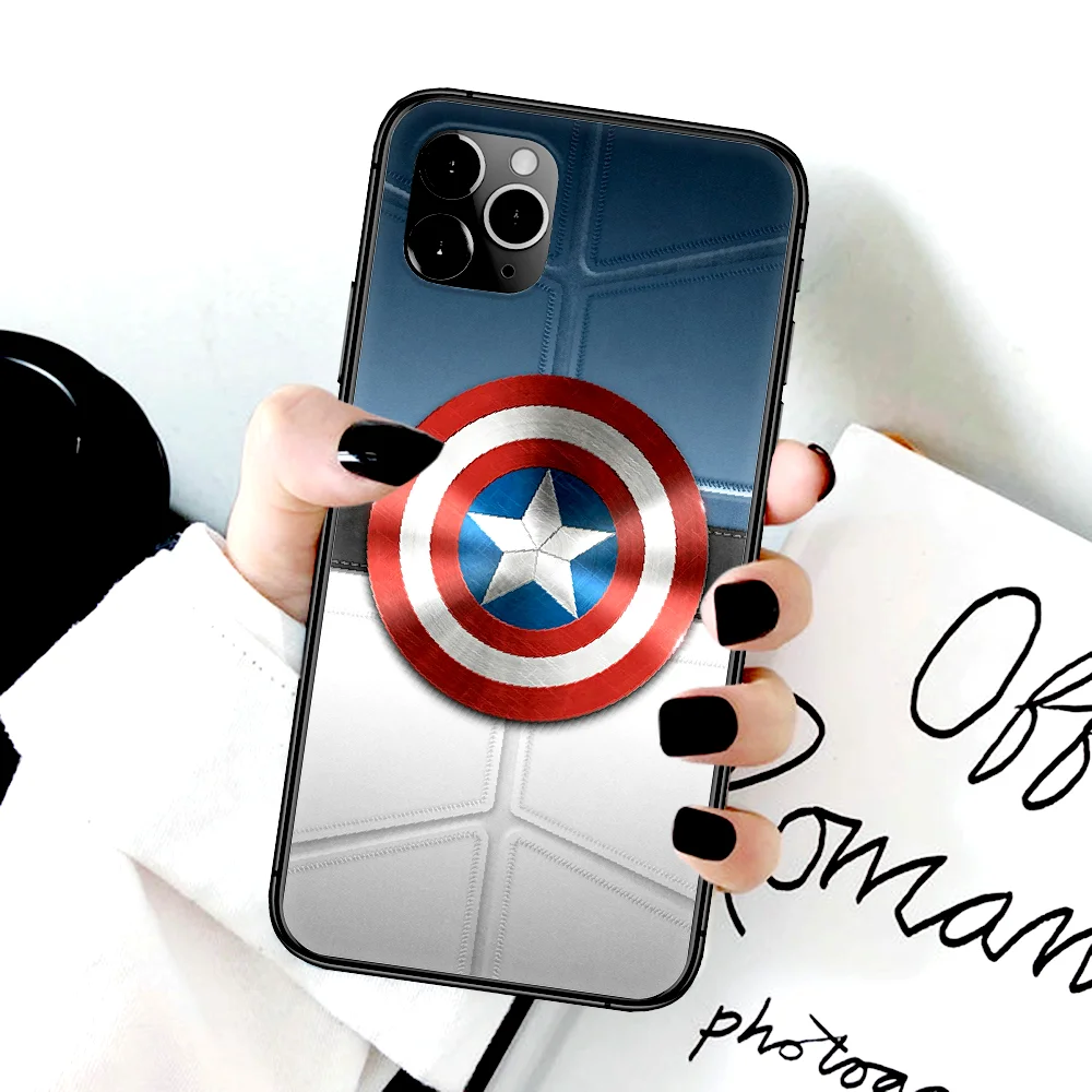 

Captains America Phone Case For Iphone 4 4s 5 5S SE 5C 6 6S 7 8 Plus X XS XR 11 12 Mini Pro Max 2020 black Hoesjes Painting Back