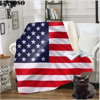 liasoso multifunction blanket sofa bedspread bedsheet throws british american flag plaid picnic blanket fleece warm baby soft