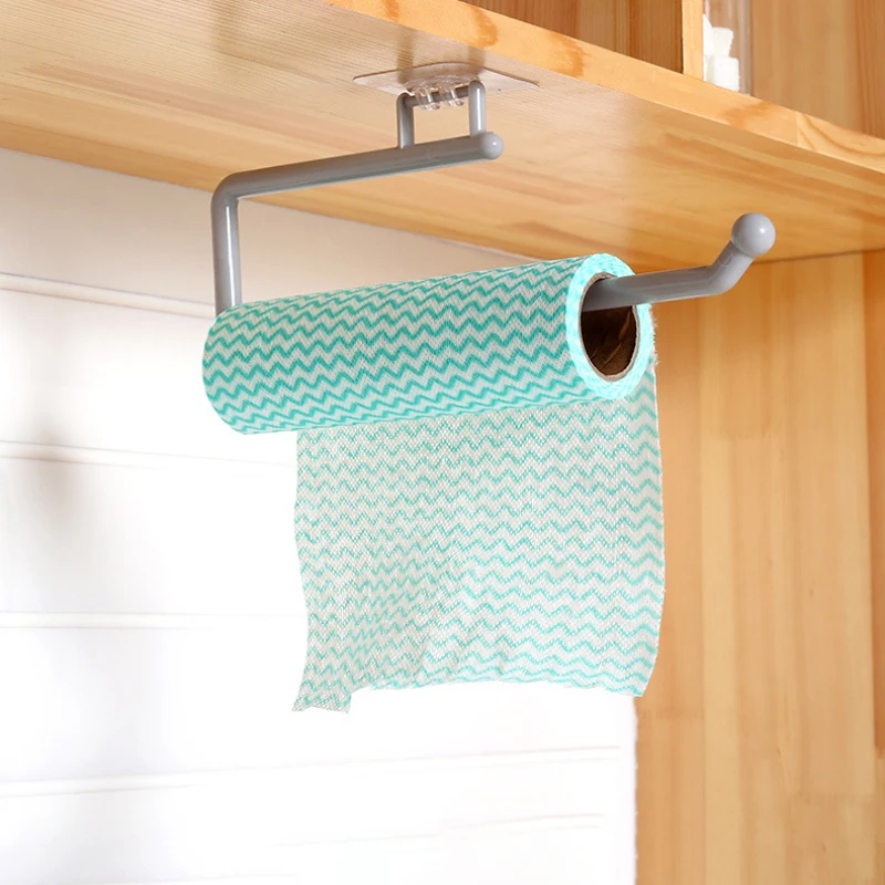 

Kitchen Paper Roll Holder Towel Hanger Rack Toilet Paper Holders Bathroom Organizer Shelf Bar Cabinet Rag Hanging Holder 2 Color