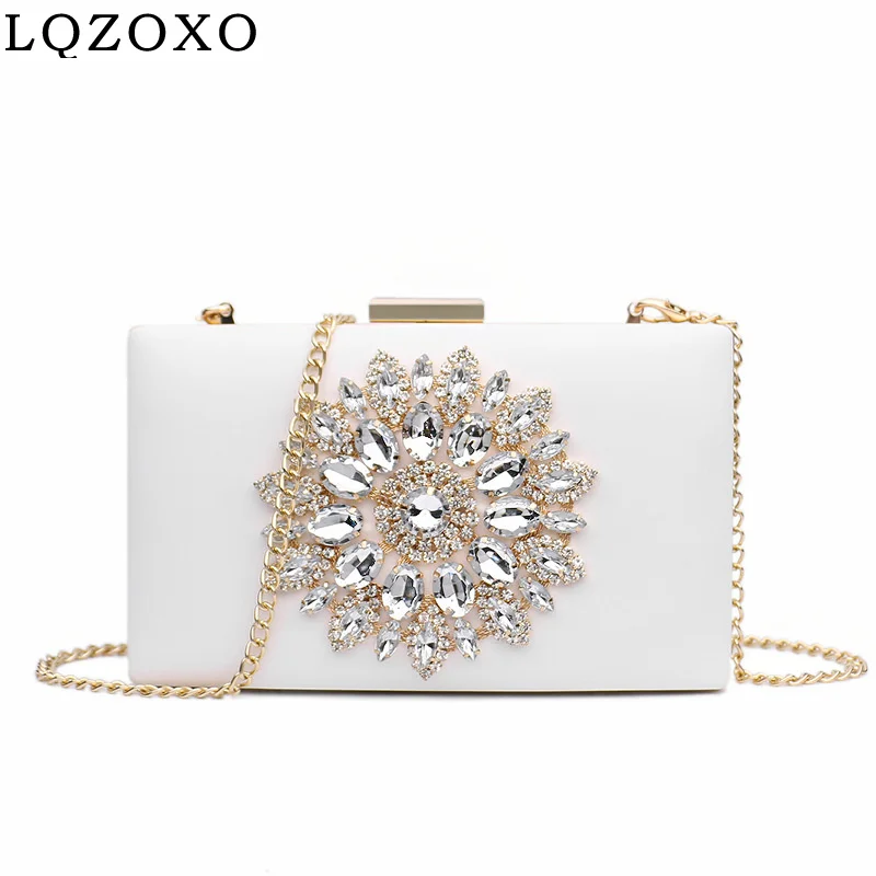 

Flower Diamonds Women Clutch Bags Velvet Metal Chain Shoulder Evening Bags Red Color Party Flap Design Handbags
