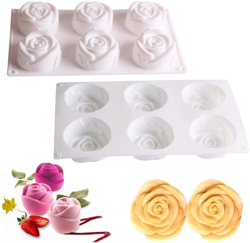 

6 полости, розовый цветок, мусс, искусственная форма, свеча, фотоформа, украшение для торта, шоколад, лоток с формой для кубиков льда