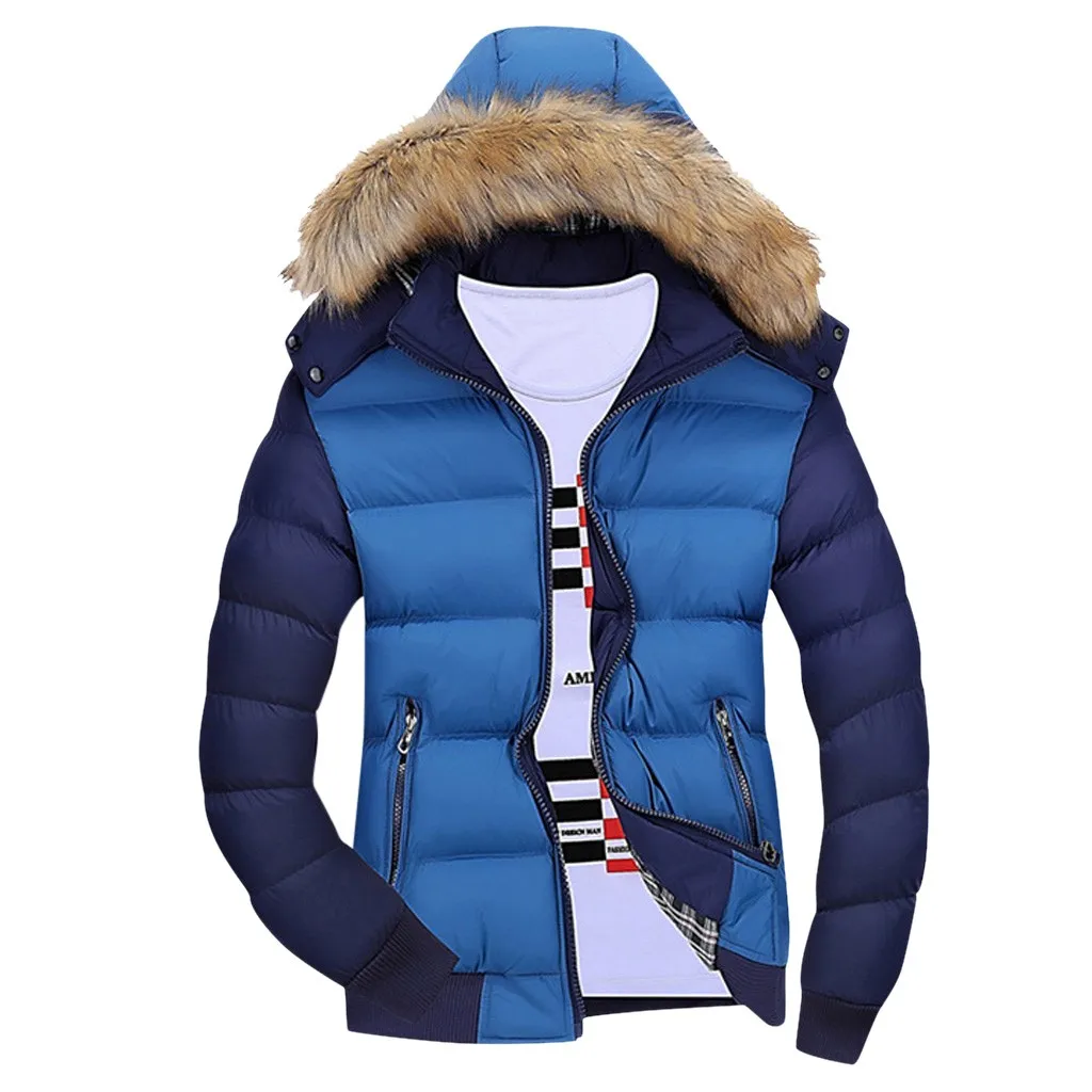 Мужской зимний теплый спортивный костюм на молнии Повседневная Лоскутная парка