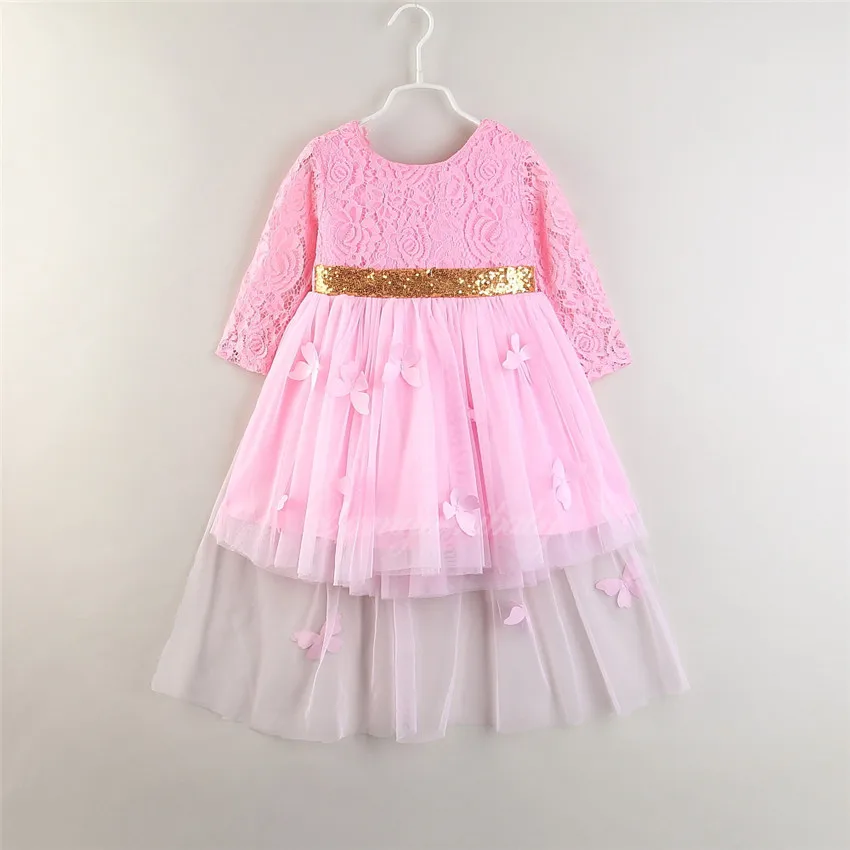 

2020 baby girl pink lace gauze princess dress