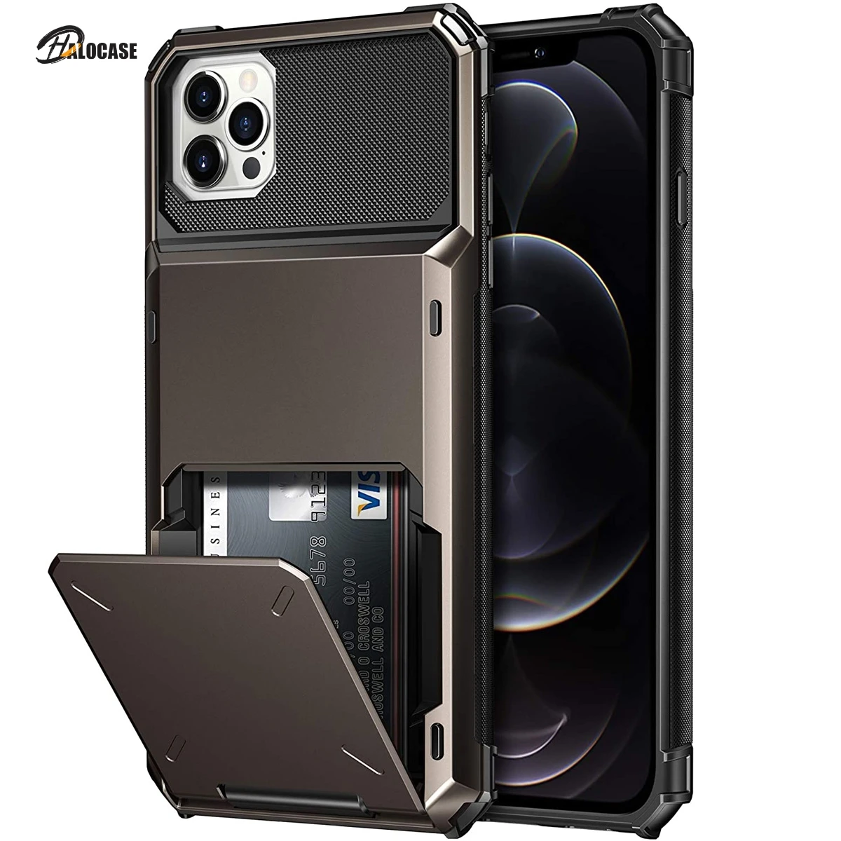 Деловой бронированный чехол-кошелек с отделениями для карт чехол iPhone 12 Mini 11 Pro Max 7