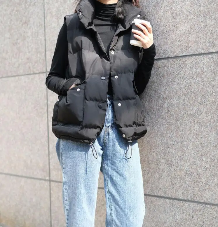

Winter Slim Single Breasted Loose Cotton Vest Jacket Women