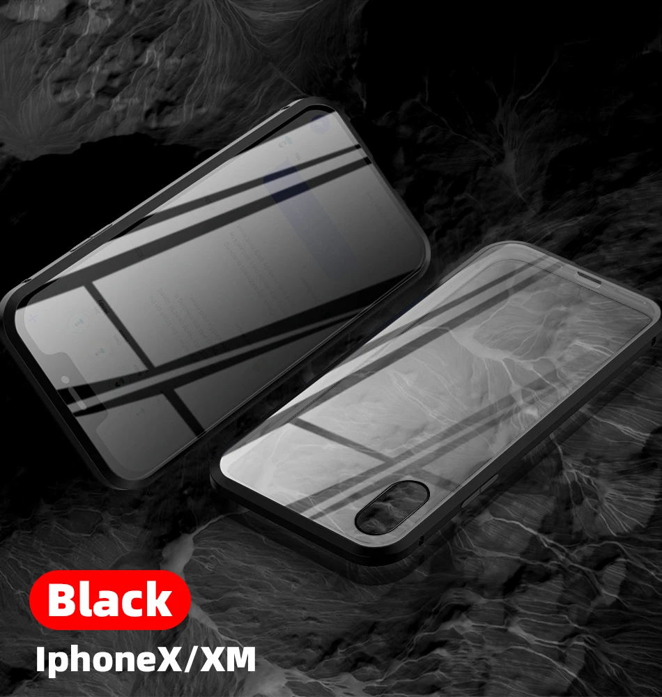 Защитный Магнитный чехол из закаленного стекла для iPhone 11, 11pro, XS MAX, XR, X, противоскользящий магнит, металлический бампер для iPhone 8, 7, 6, 6S Plus