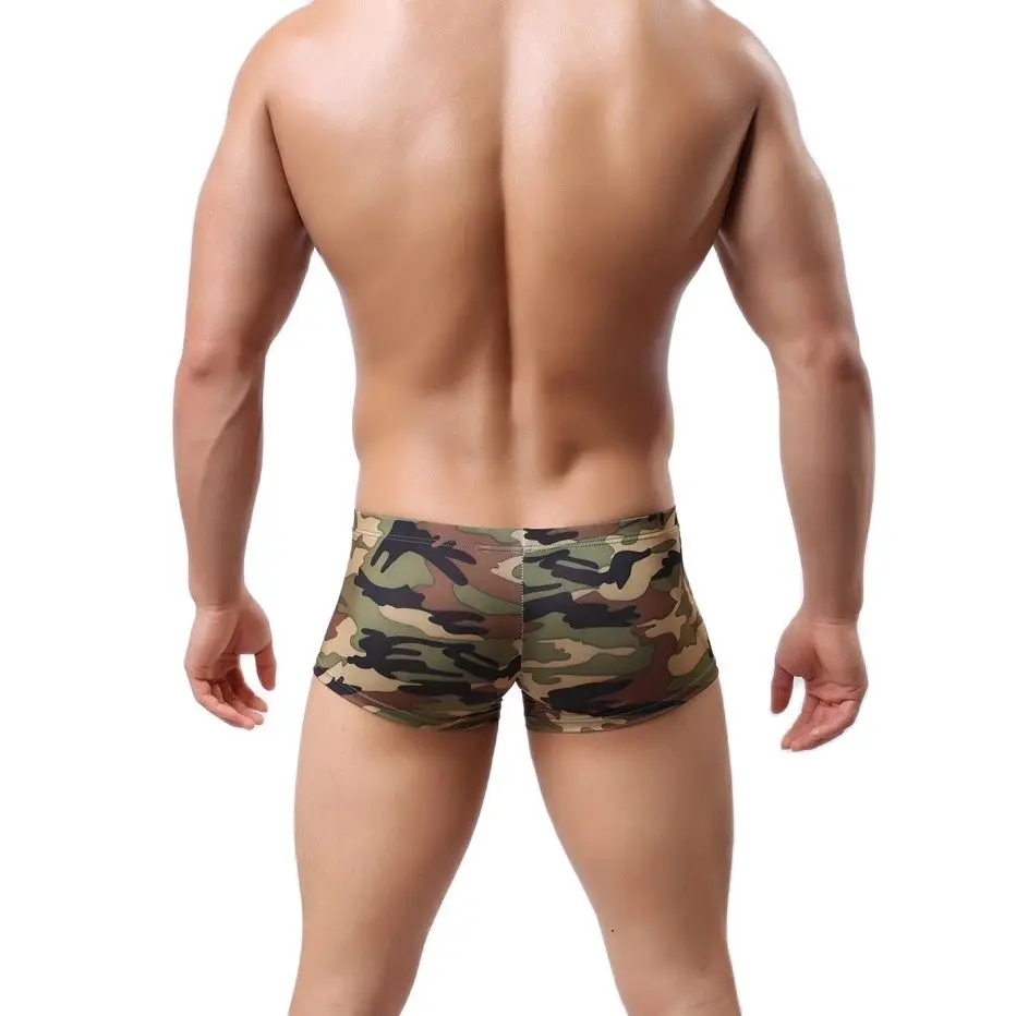 Мужские раздражающие камуфляжные шорты боксеры с принтом из молочного шелка