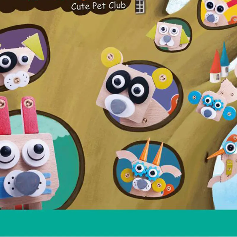 Деревянные различные милые серии домашних животных головоломки Дети DIY