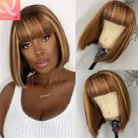highlight lace front ombre human hair wigs with bangs for women 100 human hair 13x4x1
