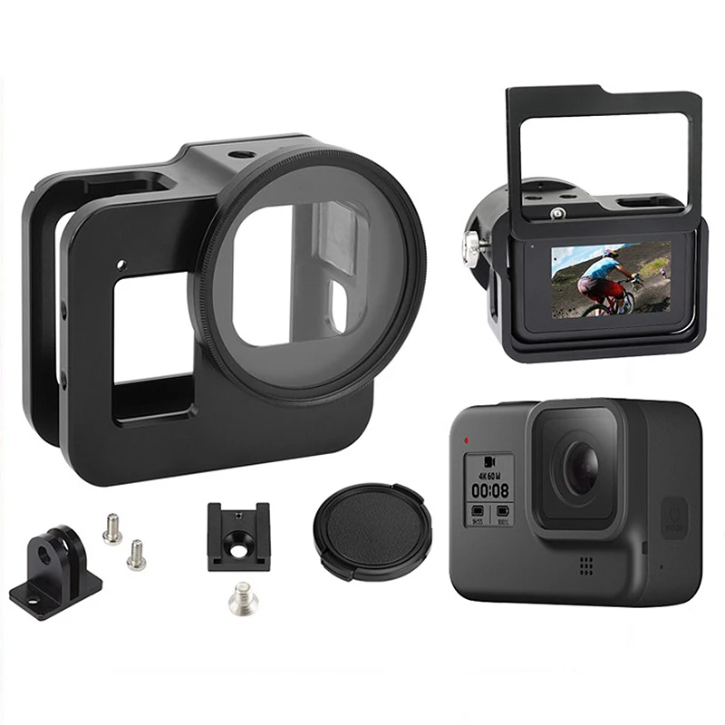 Для GOPRO HERO 8 черная рамка из алюминиевого сплава клетка для собак с фильтром 52mmUV |