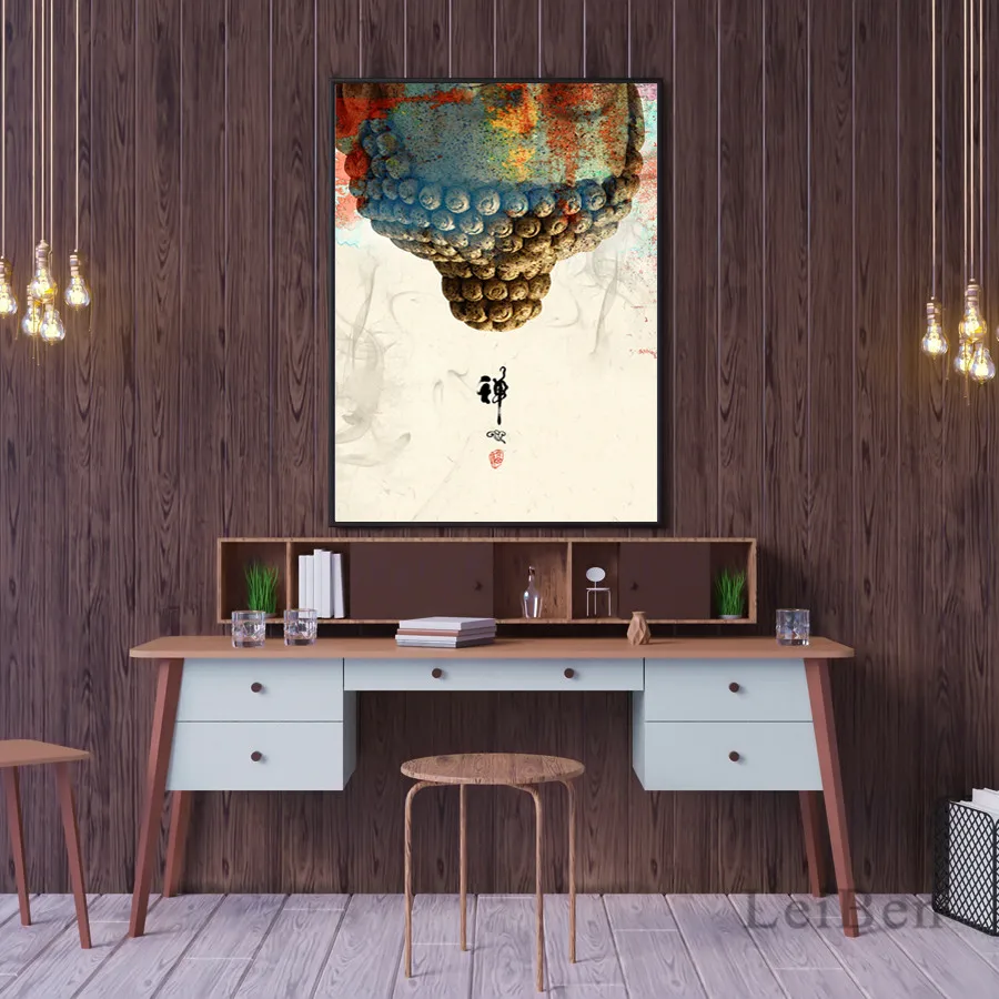 Новый постер в китайском стиле с буддистскими писаниями простота и элегантные