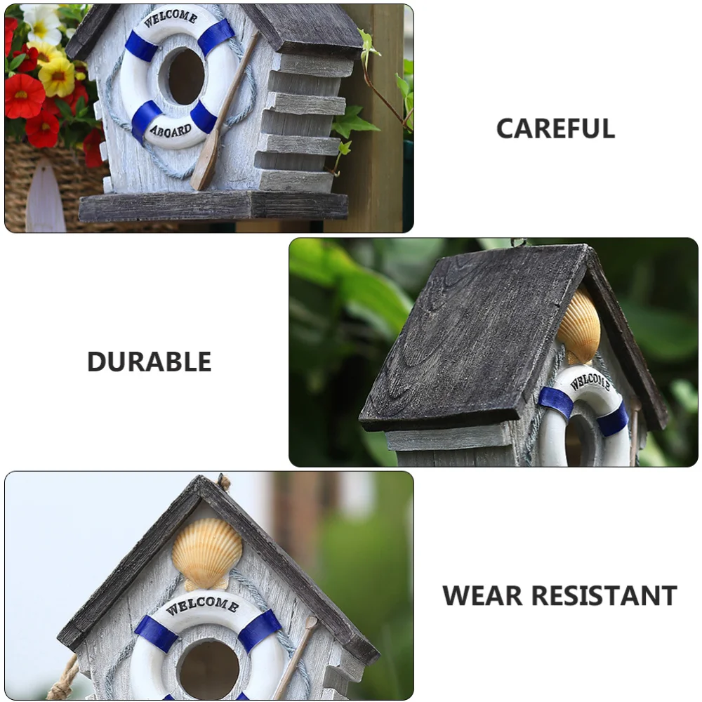 

Bird House Tree Hanging Decoration Resin Bird Home Ornaments Decor for Window
