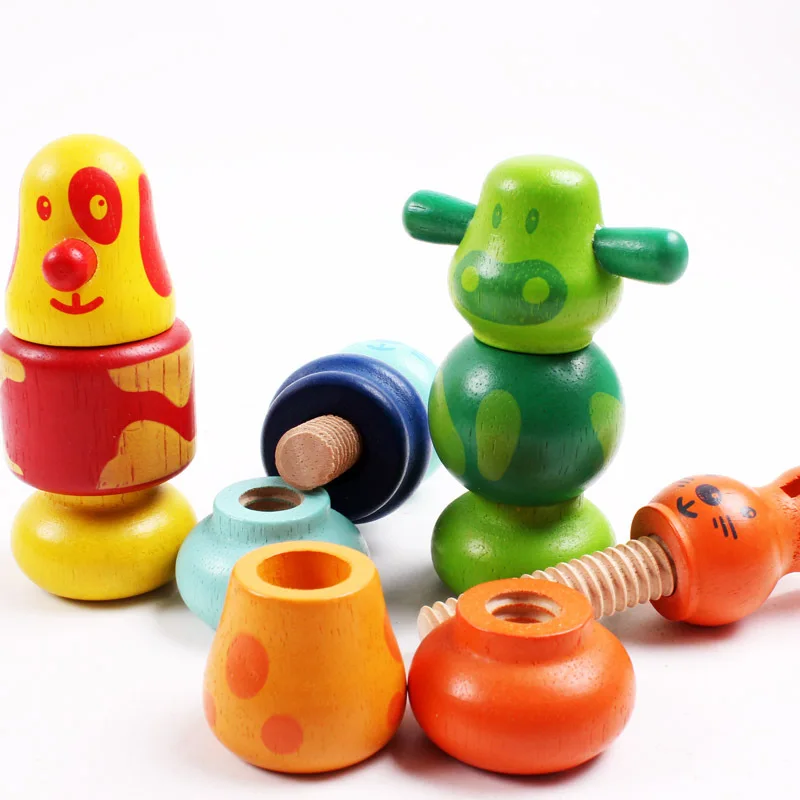 Красочные деревянные Подходящие Игрушки боулинги разборка комбинации игрушек